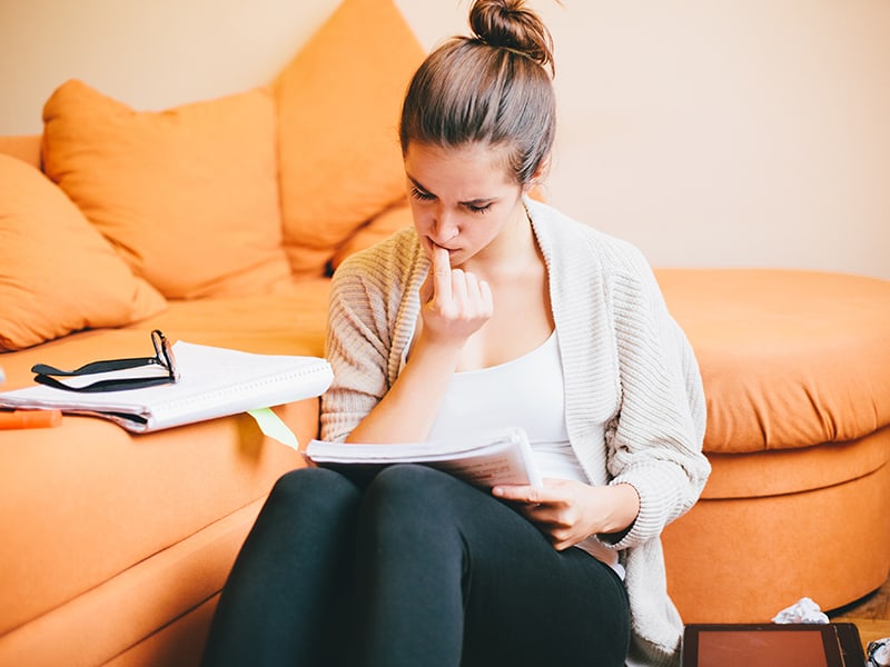 Cosmetology Student Studying