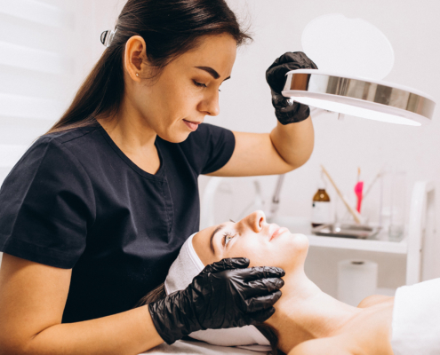 Woman making beauty procedures at a beauty salon