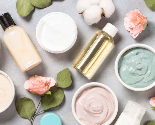 Clay mask on pink bakground, skincare product_