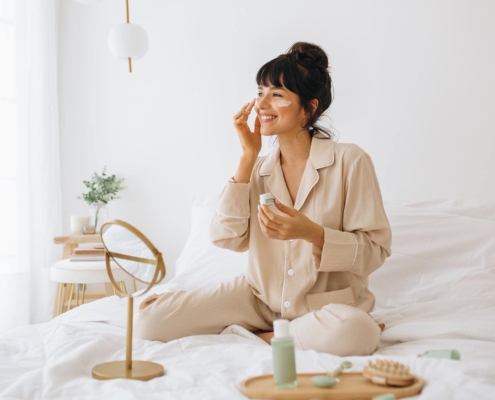 Person doing their self care routine